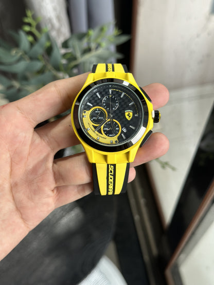 REF Black Yellow Silicone Strap Black Yellow Dial Men’s Watch 988416
