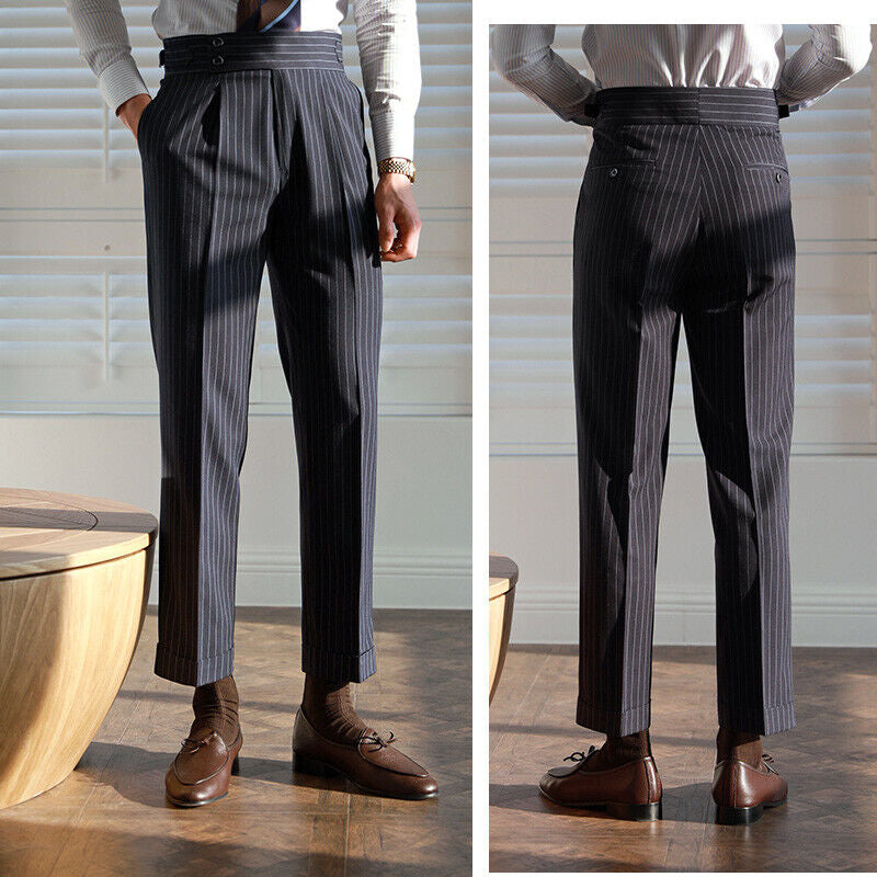 Korean Trouser Pants With Side Designer Belt Black Colour Imported Fabric Straight Fit JK393