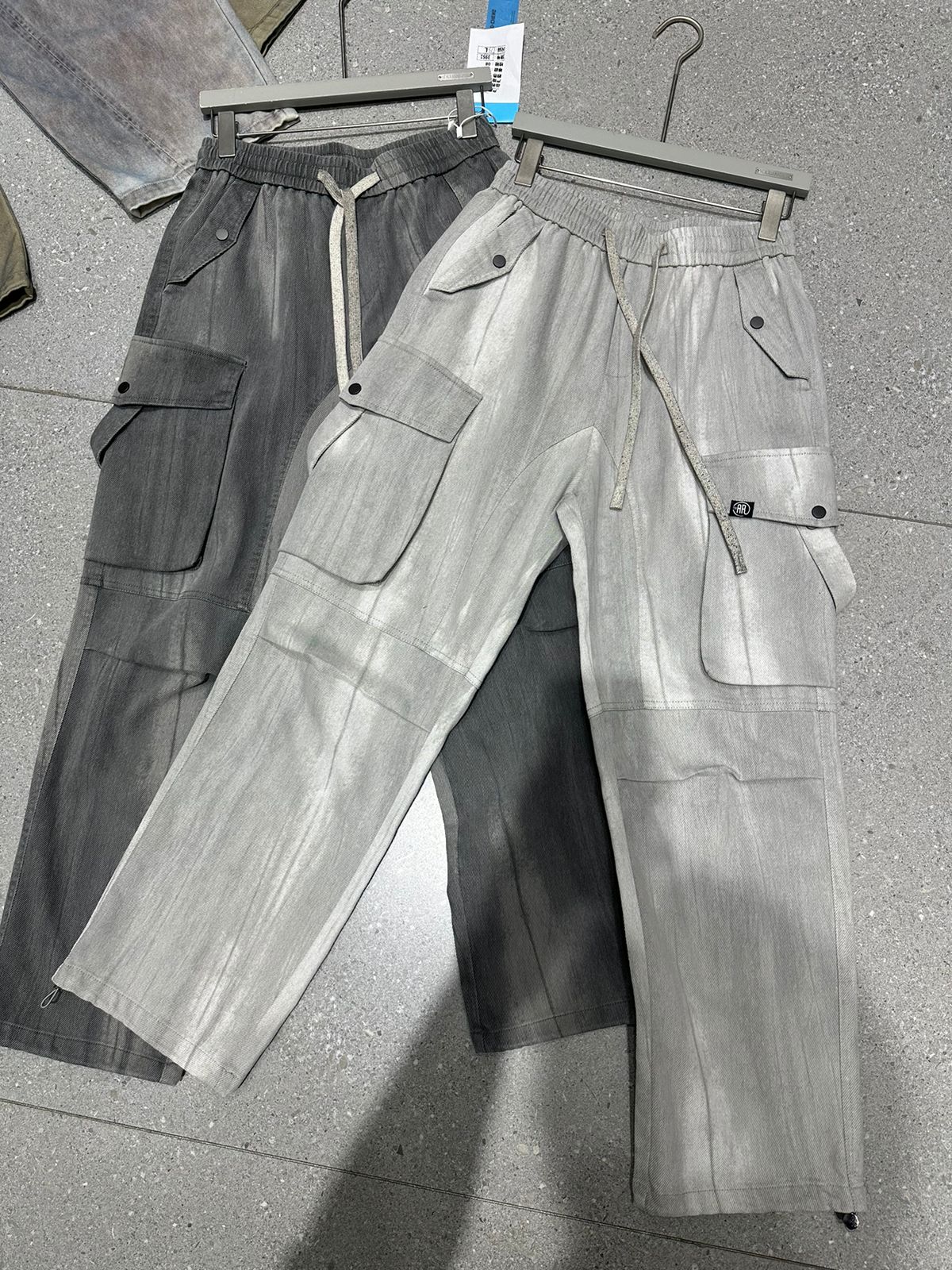 Korean style Light Grey  Colour With 4 Pocket Cargo Pants Straight 3951