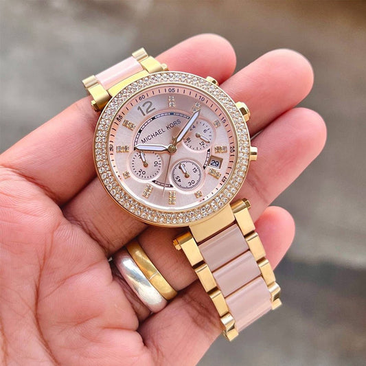 CIM Copper Pink Chain Rose Gold Dial Ladies Watch 919310