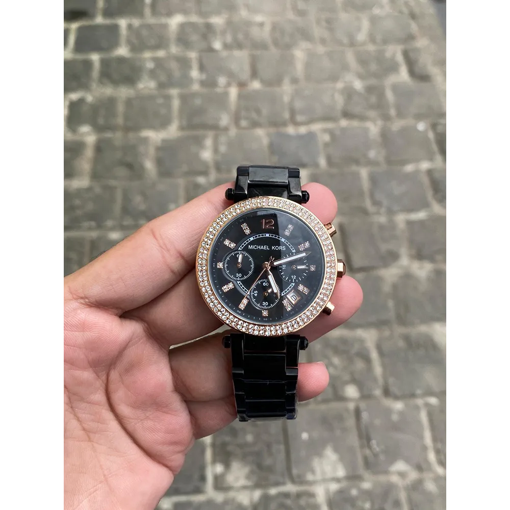 CIM Black Chain Black Dial Ladies Watch 401837