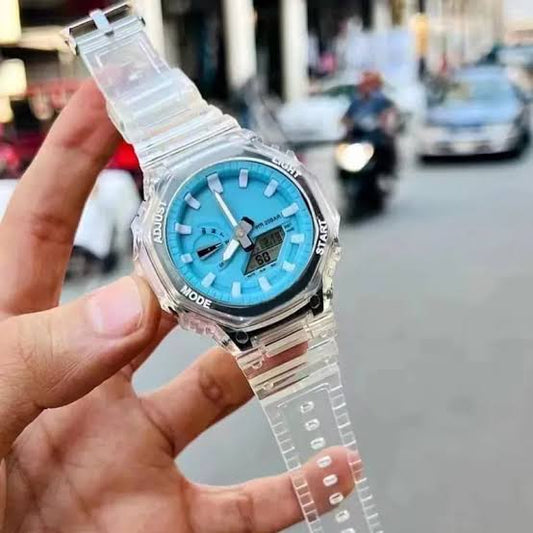 Hsg Trancy Silicone Strap Blue Dial Water resistant Sports Men Watch  988596