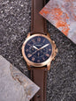 Sof Brown Strap Blue Dial Chrono Watch For Men 901184