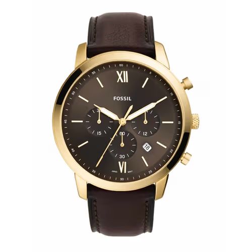 Sof Brown Strap Silver Copper Ring Brown Dial Chrono Working Watch For Men 990126