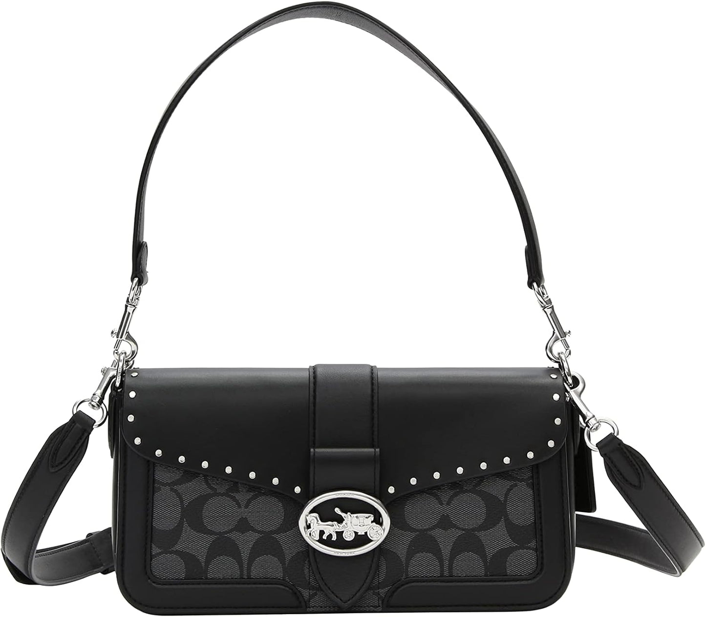 Aoc Black Silver Buckle Ladies Premium Quality Sling Hand Bag 989754