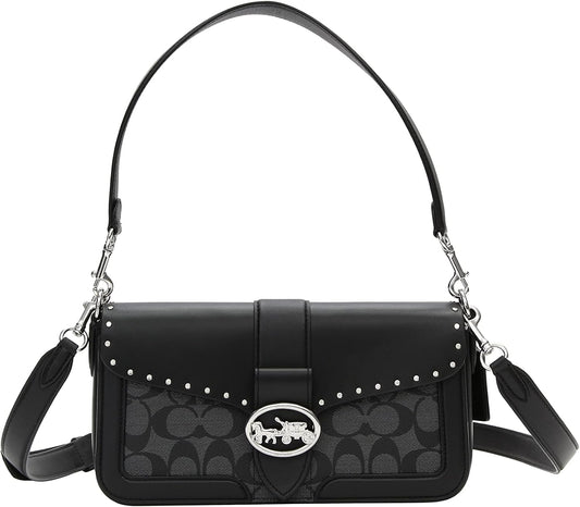 Aoc Black Silver Buckle Ladies Premium Quality Sling Hand Bag 989754