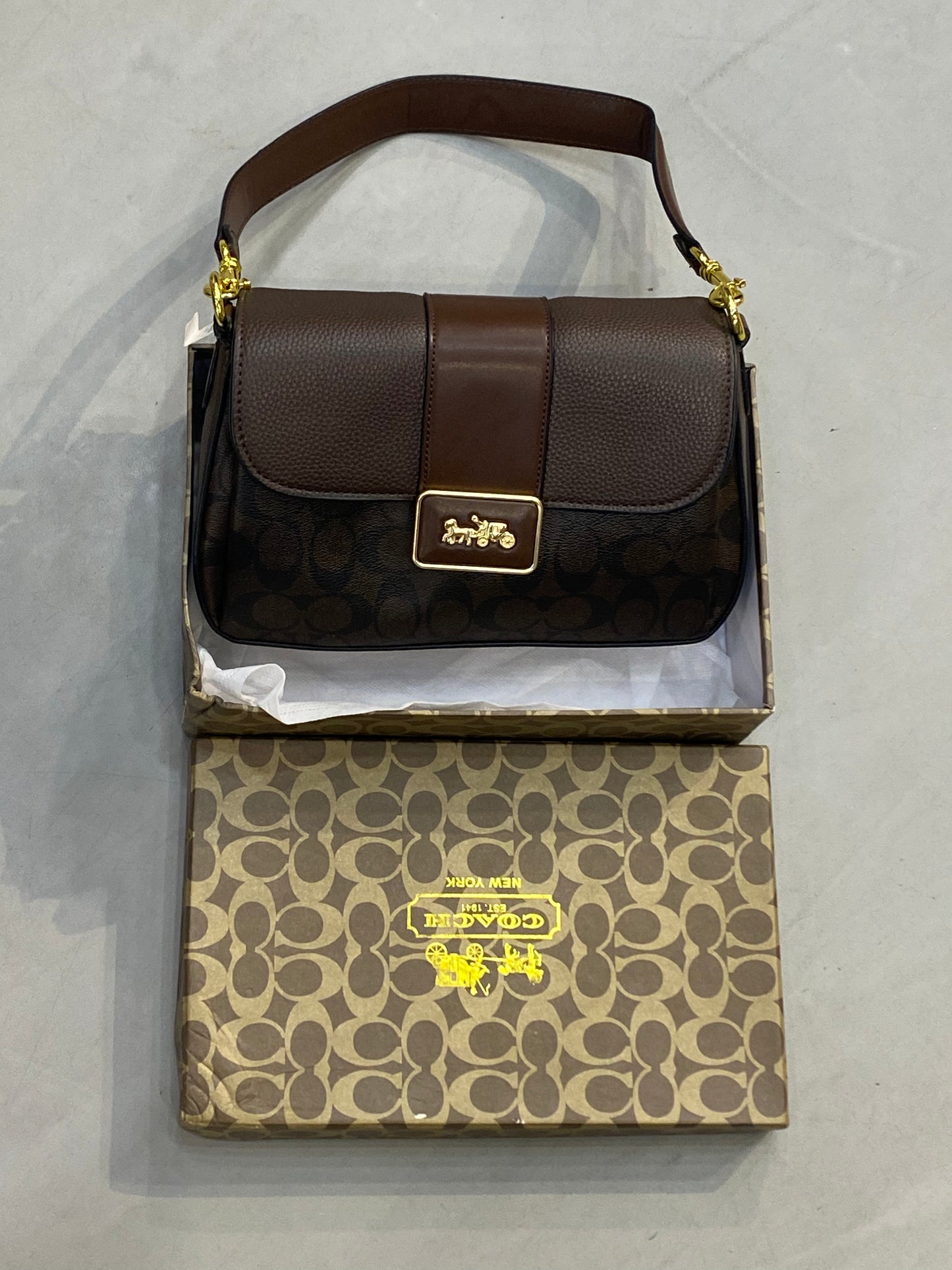 AOC Brown Colour With Flap Lock Premium Quality Ladies Hand Bag 674192