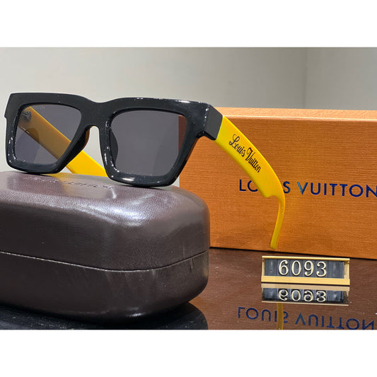 UOL Black Yellow Frame Black Shade Premium Quality Unisex Sunglass 6093 52 21-145