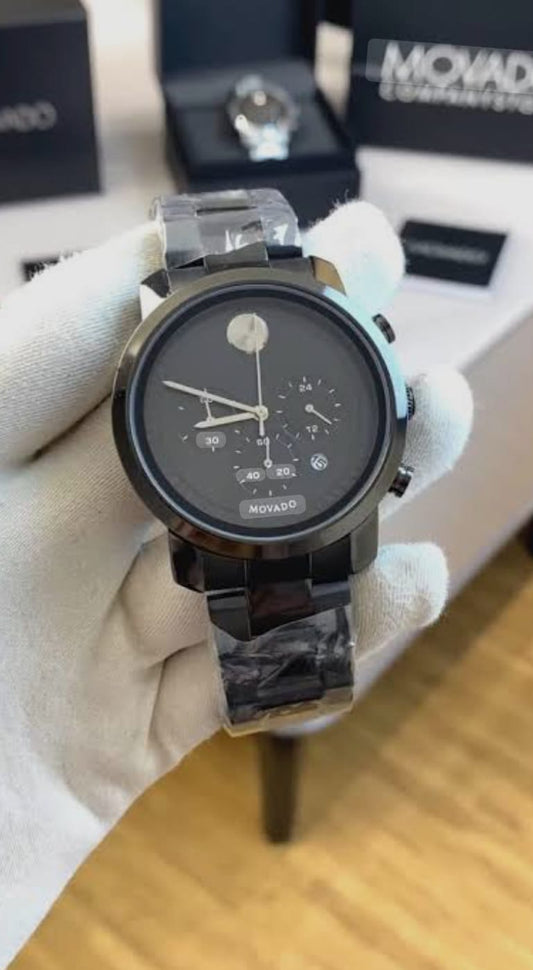 VOM Silver Chain Black Dial Chronograph Men’s Watch 989828
