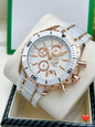 EUG White Ceramic Chain White Dial Chronograph Men’s Watch 989829