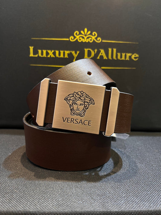 Rev Ver  Brown Strap Silver Buckle Men’s Belt 64661