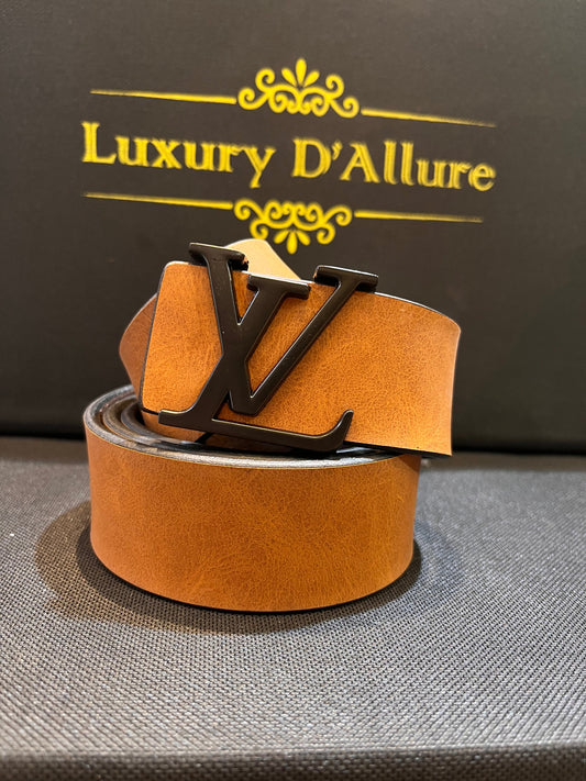 Vl  Tan Strap Black Buckle Men’s Belt 64655