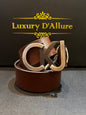 Lac Cal Brown Strap Silver Graise Buckle Men’s Belt 64664