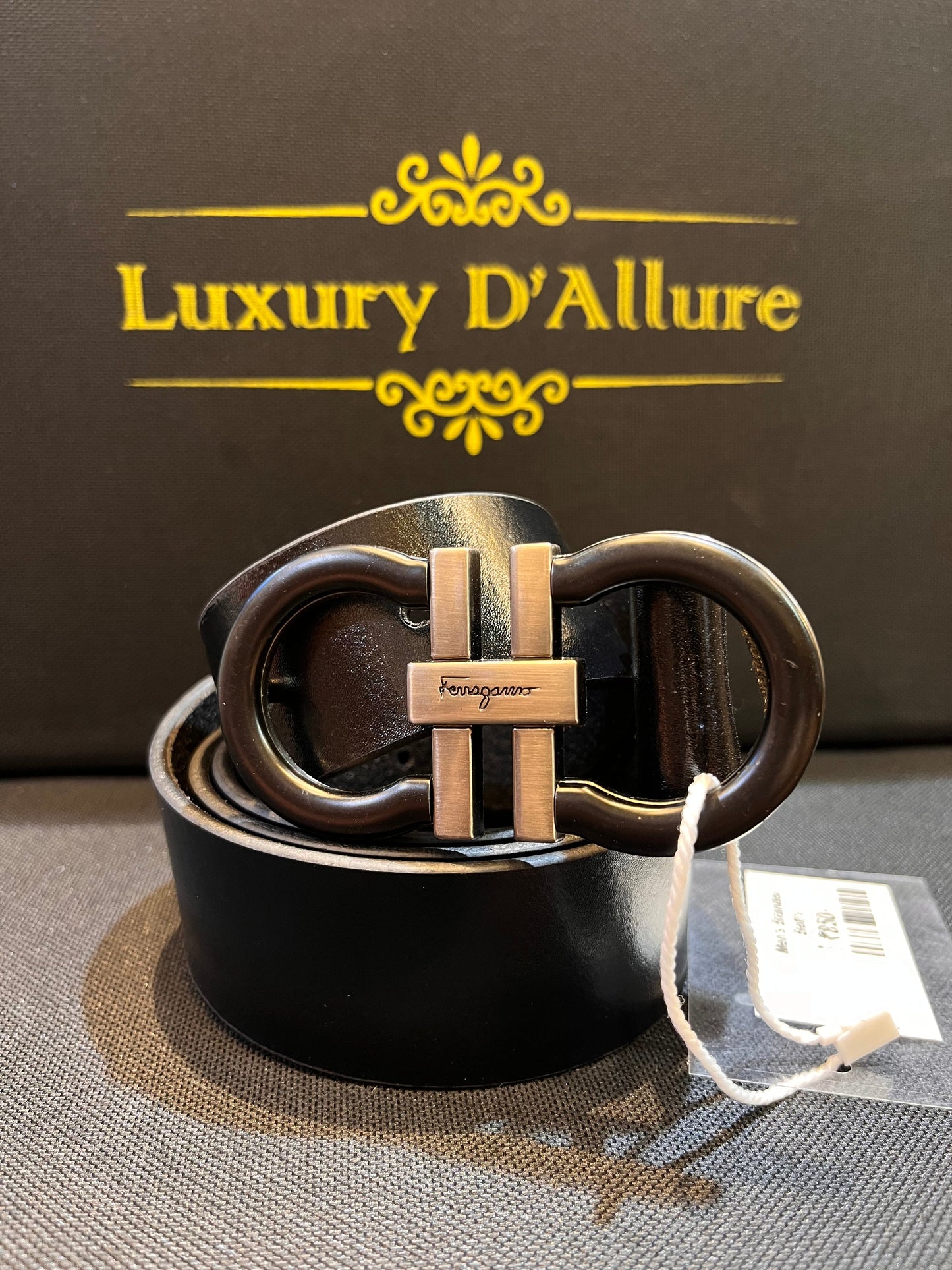 Ref Fer Black Strap Silver Black Buckle Men’s Belt 64659