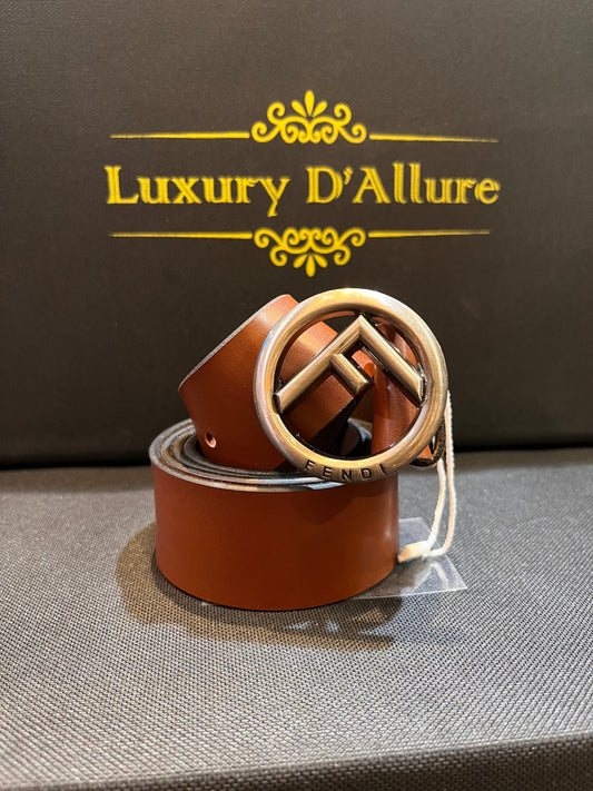 Nef Fen Brown Strap Silver Graise Buckle Men’s Belt 64645