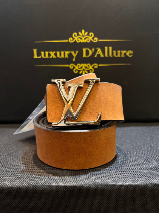 Vl Tan Strap Silver Buckle Men’s Belt 64643