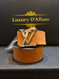 Vl Tan Strap Silver Buckle Men’s Belt 64643