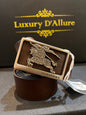 Rub Bur Brown Strap Silver Graise Buckle Men’s Belt 64642