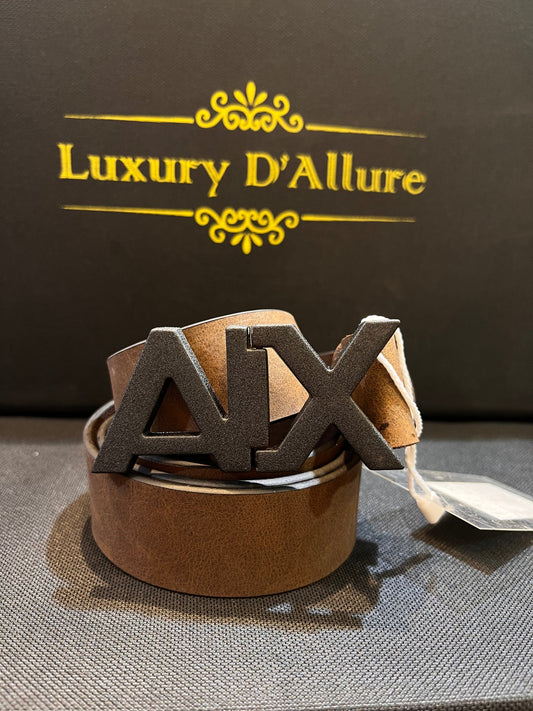 Xia Mra Brown Strap Black Mat Buckle Men’s Belt 64638