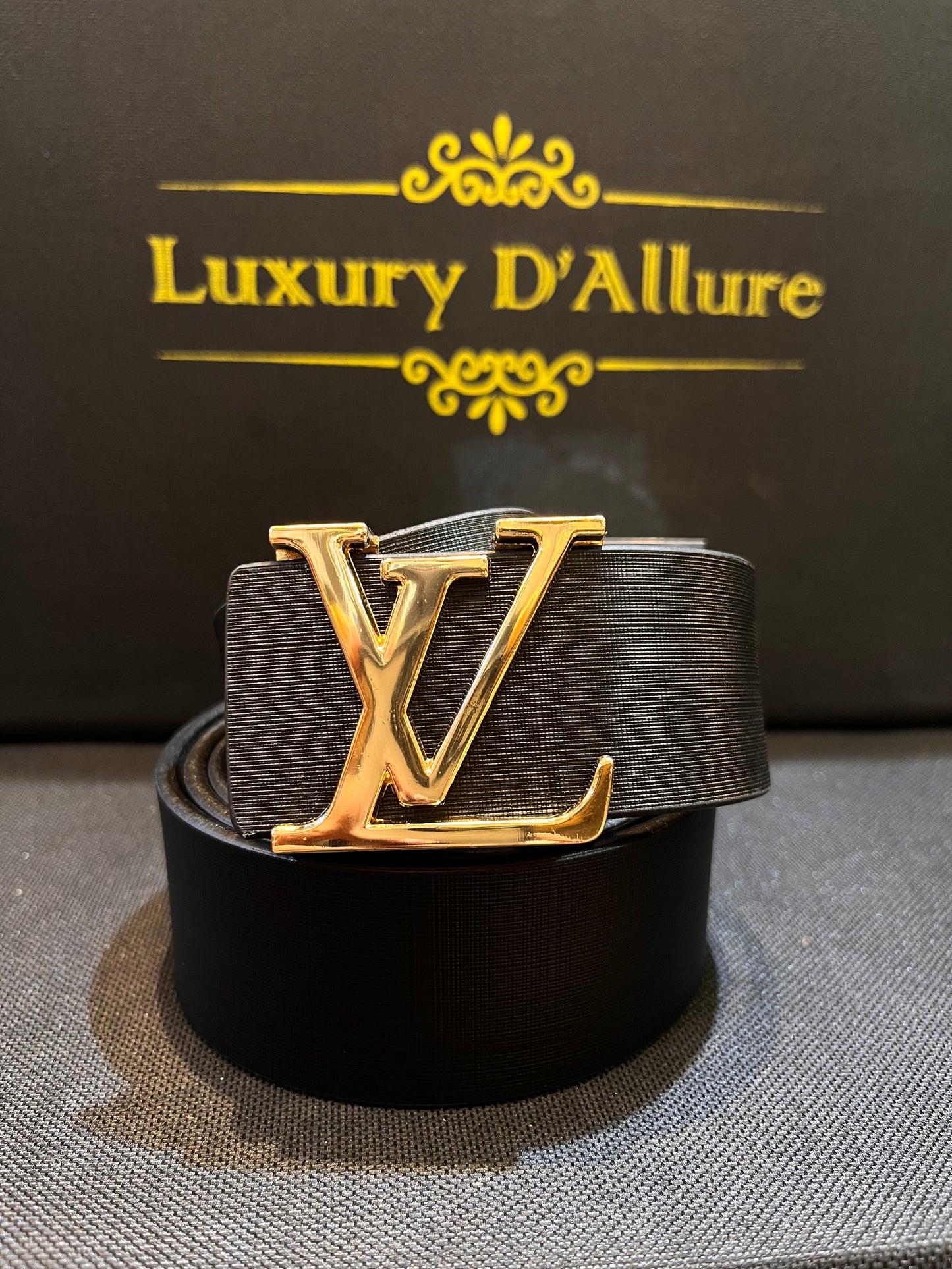 Vl Black Strap Gold Buckle Men’s Belt 64636