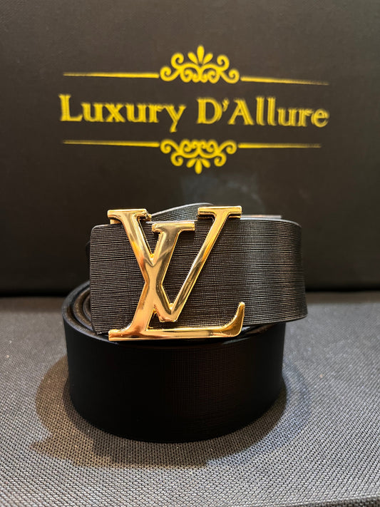 Vl Black Strap Gold Buckle Men’s Belt 64636