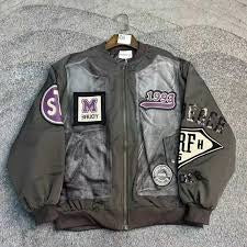 GO REIAX BSW Dark Grey Colour Patch Work Unisex Bomber Jacket 20382