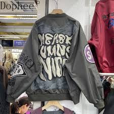 GO REIAX BSW Dark Grey Colour Patch Work Unisex Bomber Jacket 20382