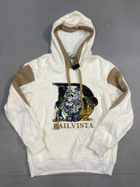 BAIL VISTA Imported Cream & Brown Colour With Panda Embroidery Premium Quality Hoodie R2610880