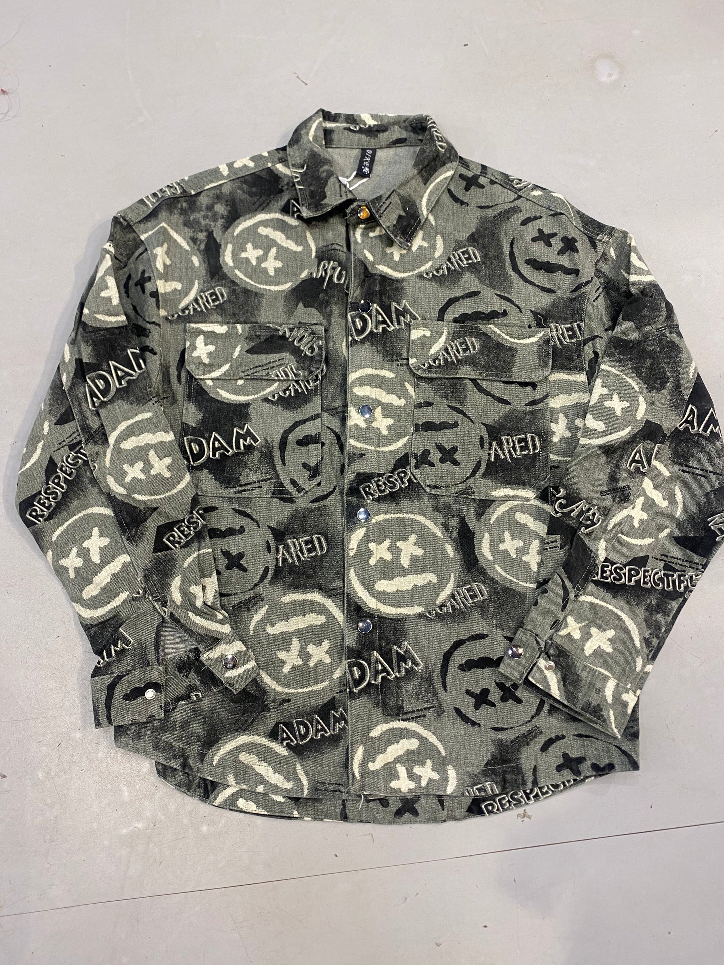 DIKE.F.S Shacket Scary Emoji Print Respectful Adam Print Premium Quality 8817