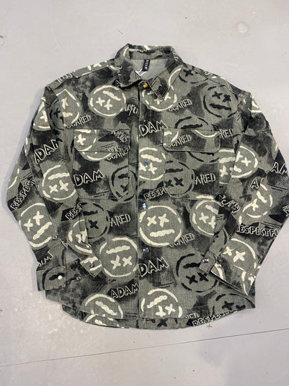 DIKE.F.S Shacket Scary Emoji Print Respectful Adam Print Premium Quality 8817