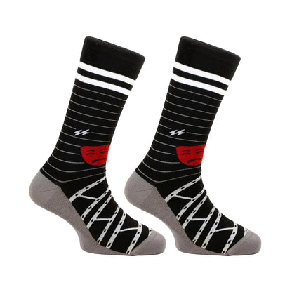 PAPA SOCKS Black Colour Red & Blue Face Print Premium Quality Full Unisex Socks 989957
