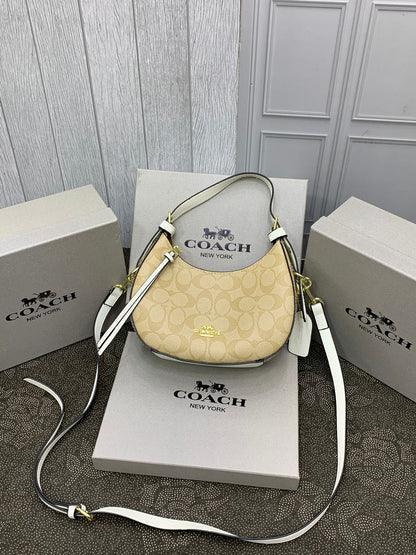 AOC COA Apricot Beige & White Colour Premium Quality Ladies Sling Bag With Box 2721