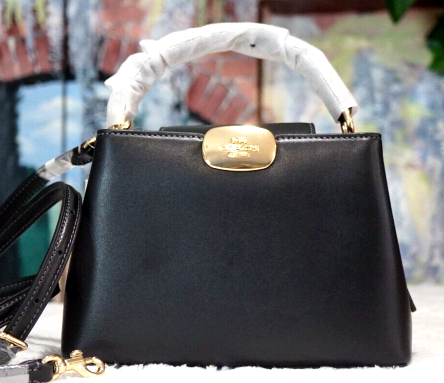 AOC COA Plain Black Colour Golden Buckle Premium Quality Ladies Sling Bag With Box 8216-1#