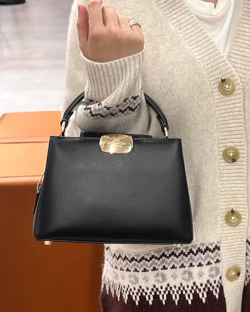 AOC COA Plain Black Colour Golden Buckle Premium Quality Ladies Sling Bag With Box 8216-1#