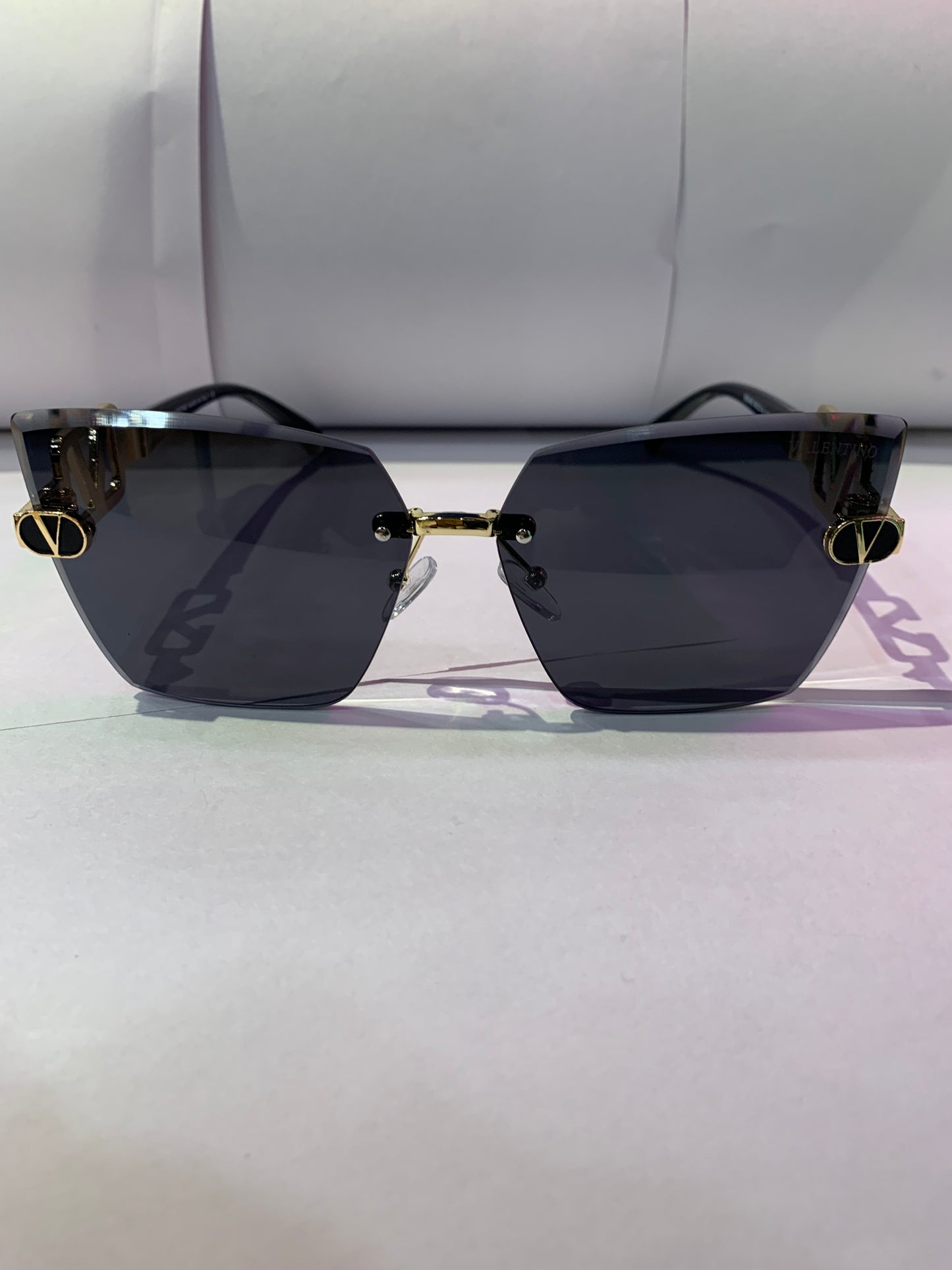 LAV Frameless Black Shade Golden Black Stick Unisex Sunglass 58045 60 14 145