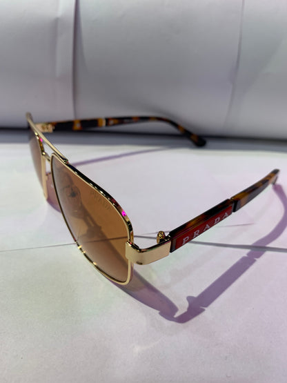 ARP Gold Leopard Frame Tan Shade Unisex Sunglass 2819 61 14 142