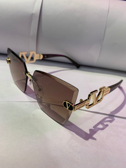LAV Frameless Brown Shade Golden Brown Stick Unisex Sunglass 58045 60 14 145