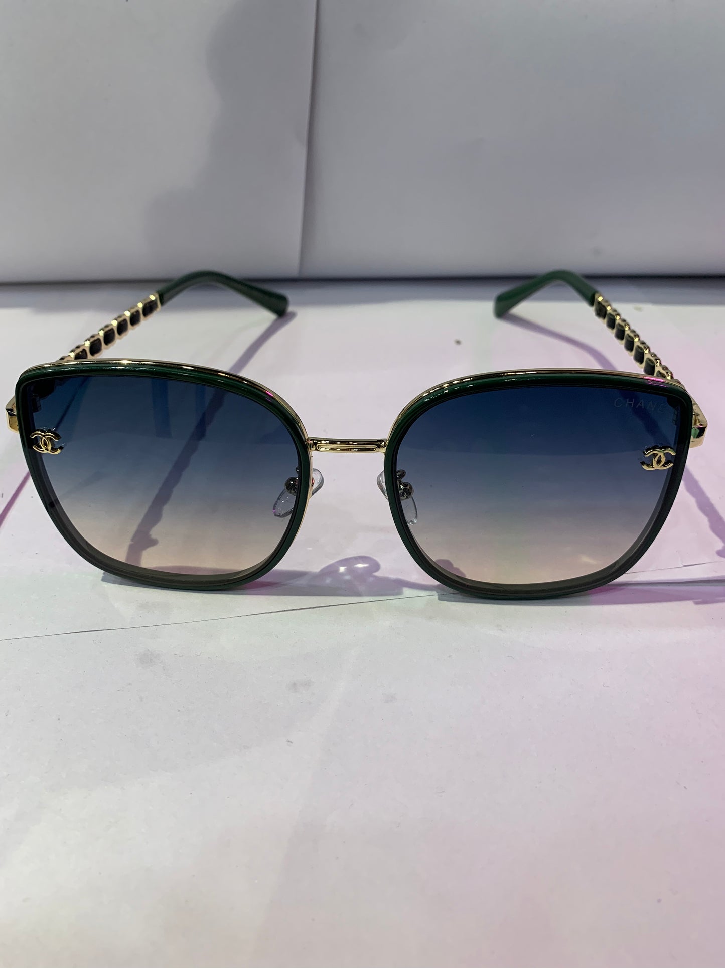 AHC Green Gold Frame Green Transy Shade Unisex Branded Sunglasses SUN2026