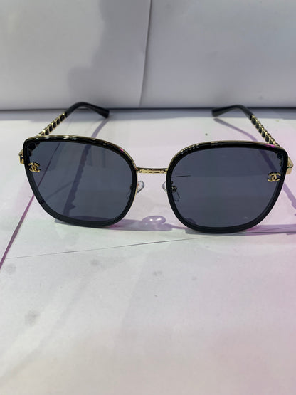 AHC Black Gold Frame Black Shade Unisex Branded Sunglasses SUN2026