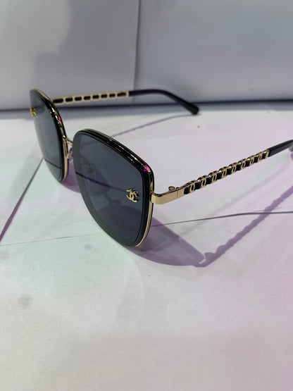 AHC Black Gold Frame Black Shade Unisex Branded Sunglasses SUN2026