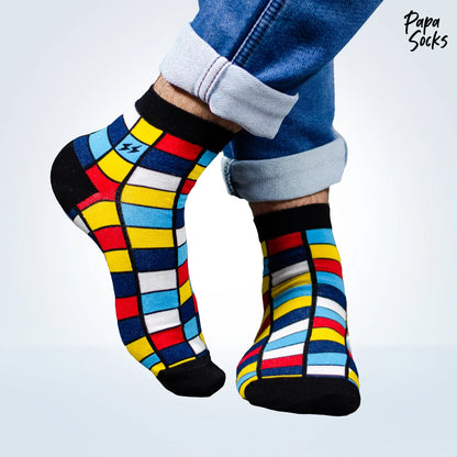 PAPA SOCKS MultiColour With Box Print Premium Quality Full Unisex Socks 990007