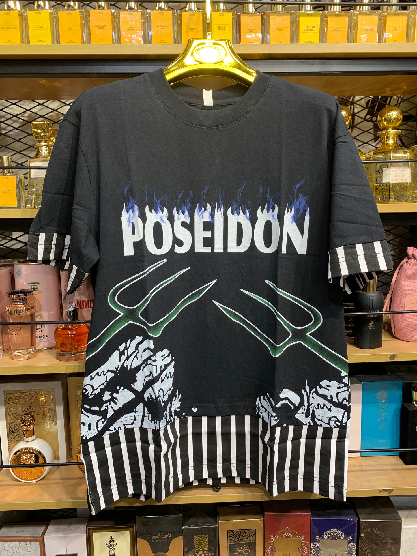 Fashion Styles Black Colour With Poseidon Front Print And Back Print Premium Quality Tshirt W6318