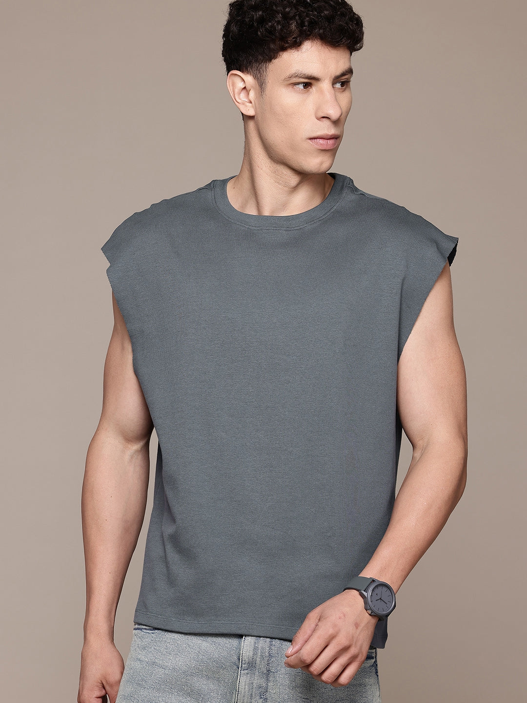 Raz Plane Faded Grey Colour Tank Top 988706