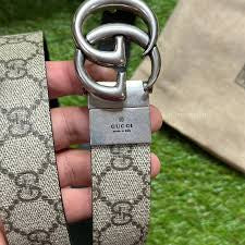 CUG Gray Buckle Beige GG Print Double Side Strap Imported Italian Leather Men’s Belts 988751