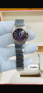EMO Silver Copper Chain Stud Copper Ring Stud Purple Dial Premium Quality Ladies Watch 990298