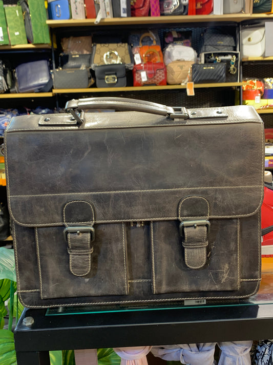 Gray Colour Genuine Leather Heavy Quality Unisex Laptop Bag 988005