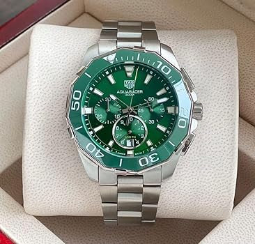 GAT Silver Chain Green Dial Chrono Working Mens Watch 180824