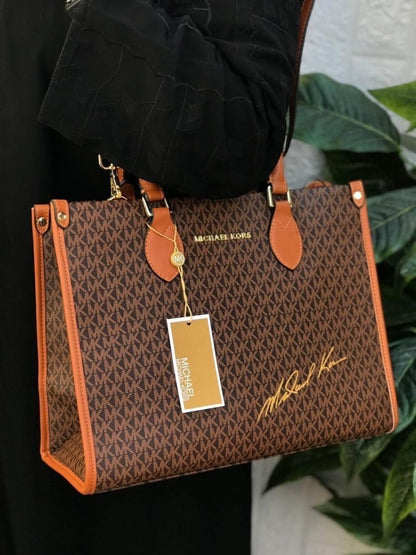 CIM MIC KM Print Brown Colour Ladies Tote Bag 10288