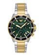 Mra Silver Golden Chain Black Ring Green Dial Premium Og Quality Men Watch 990344