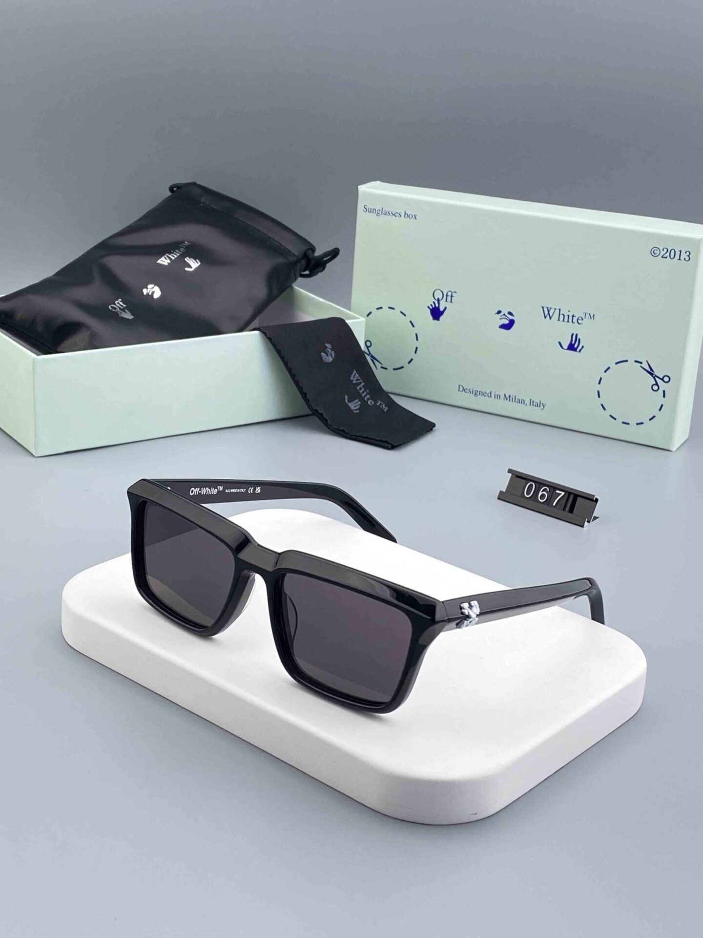 OFF White Black Frame Black Shade Premium Quality Sunglass 2253 55 20-145